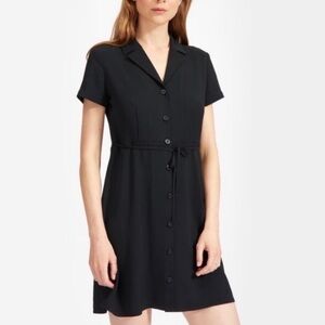 Everlane Black Button-Up Mini Japanese Notch Dress